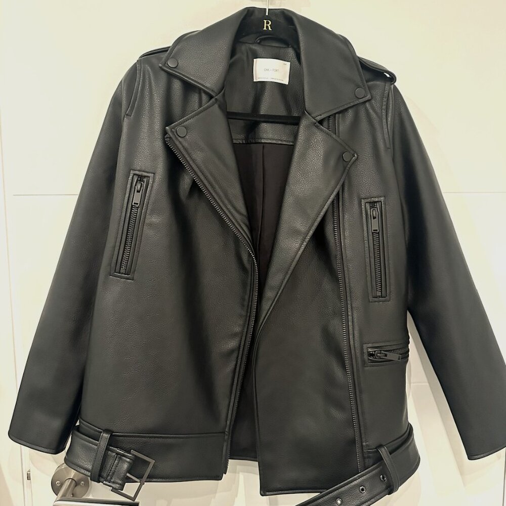 BRAND NEW Oak + Fort Oversized Moto Leather Jacket
